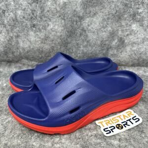 Hoka Ora Recovery Slide 3 Womens Size 6 Blue Red 1135061-BBRA